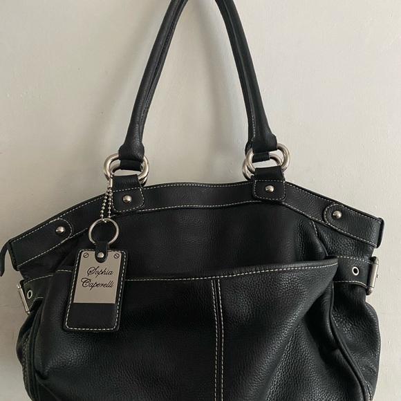 Sophia Caperelli Black Pebbled Leather Shoulder Bag - Picture 1 of 10